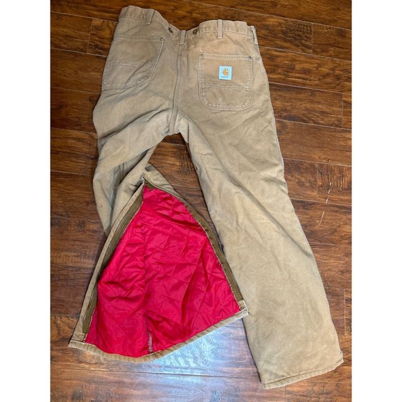 Vintage 1980s Carhartt Men's WQ106 red insulated Quilt Lined Duck Work Dungaree - Picture 6 of 6